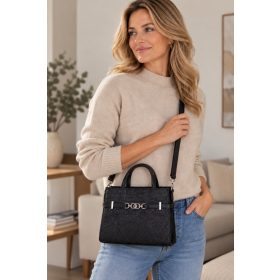   Chiara K 7038 fekete virág mintás rostbőr női kézitáska