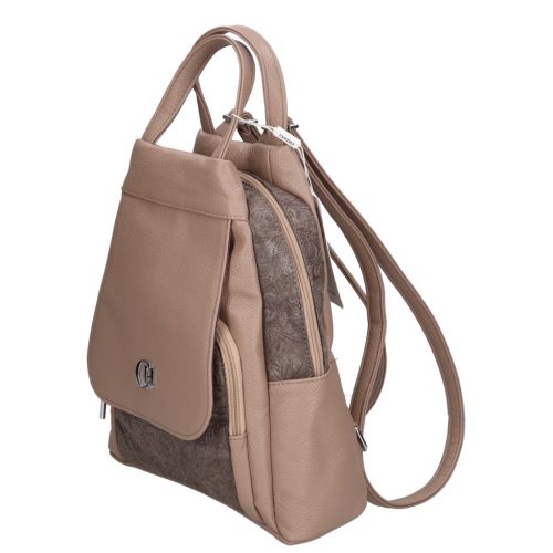 Chiara K 7031 drapp virág mintás rostbőr táska