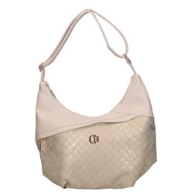 Chiara E 6034 bézs arany rostbőr táska