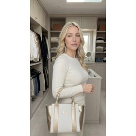 Chiara E 6000 fehér arany rostbőr táska