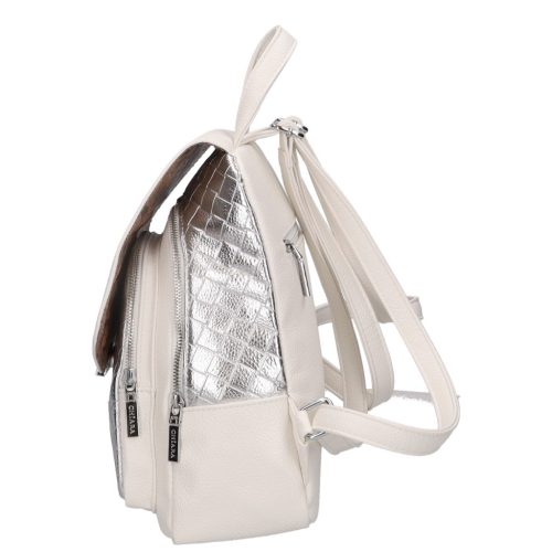 Chiara M 8033 fehér ezüst rostbőr női táska