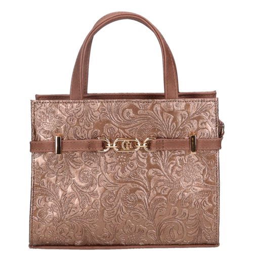 Chiara K 7038 drapp bronz virág mintás rostbőr női kézitáska