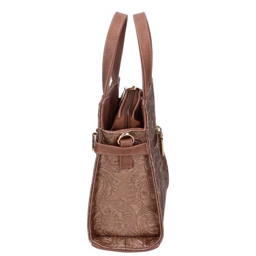 Chiara K 7038 drapp bronz virág mintás rostbőr női kézitáska