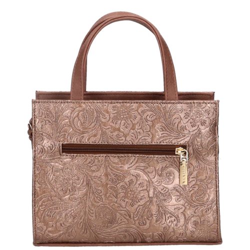 Chiara K 7038 drapp bronz virág mintás rostbőr női kézitáska