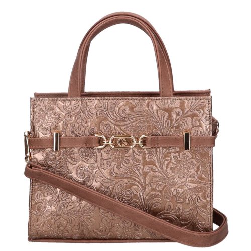 Chiara K 7038 drapp bronz virág mintás rostbőr női kézitáska