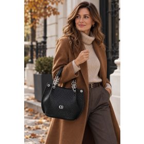 Chiara K 772 bis fekete mintás rostbőr női táska