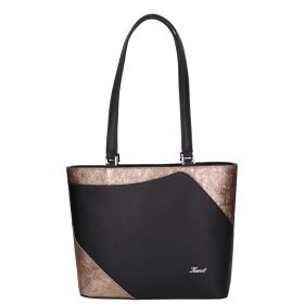 Karen 1522 fekete bronz virág mintás rostbőr női táska