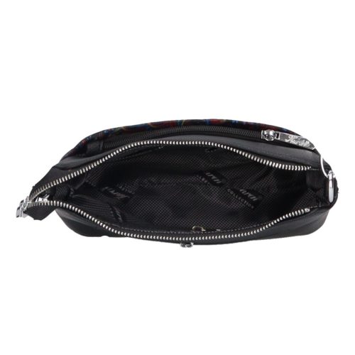 Karen 9358 fekete virág mintás rostbőr női táska