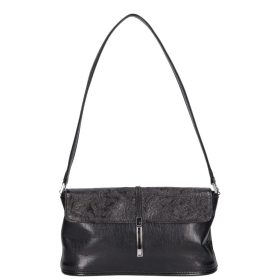 Karen 020 fekete virág rostbőr táska