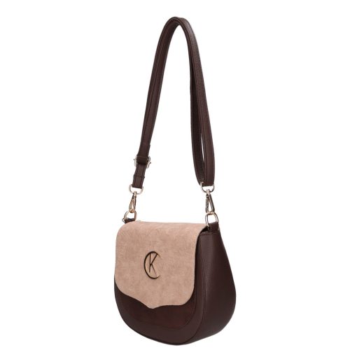 Karen 2382 barna drapp velúr virág rostbőr táska