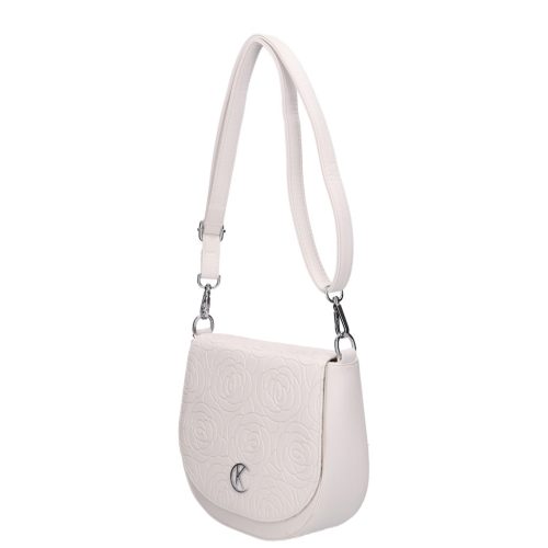 Karen 2497 fehér virág rostbőr táska