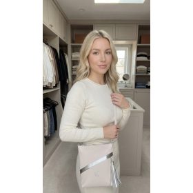 Karen 2501 fehér ezüst rostbőr táska