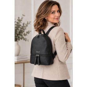 Karen 9285 fekete fonott rostbőr női hátizsák