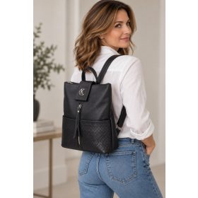 Karen D 703 fekete fonott rostbőr női hátizsák