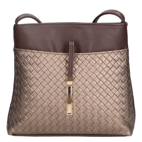 Karen D 099 barna bronz mintás rostbőr női táska
