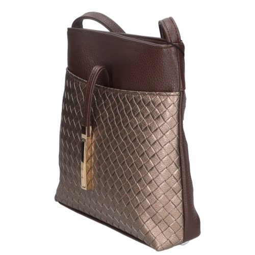 Karen D 099 barna bronz mintás rostbőr női táska