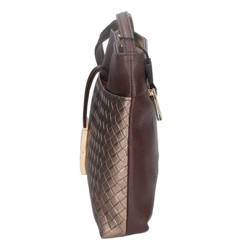 Karen D 099 barna bronz mintás rostbőr női táska