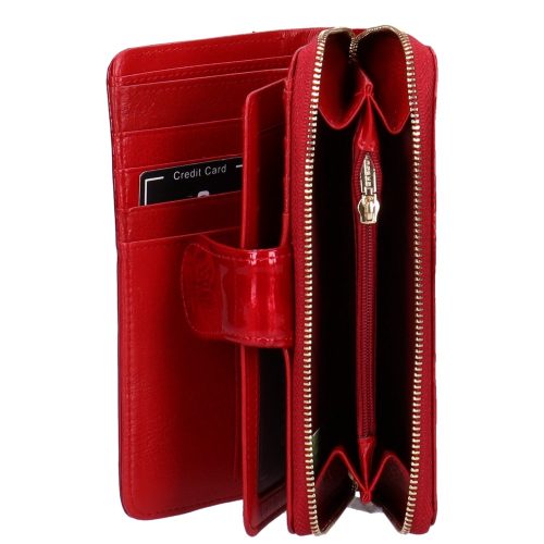 Gregorio BT-116 piros lepkés lakk bőr női pénztárca