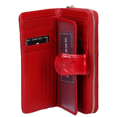 Gregorio BT-116 piros lepkés lakk bőr női pénztárca