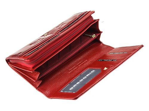 Gregorio BT-106 piros lepkés lakk bőr női pénztárca