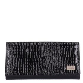 Pénztárca Kroko Mander J11-029 001 fekete lakk bőr hátul kártyatartós