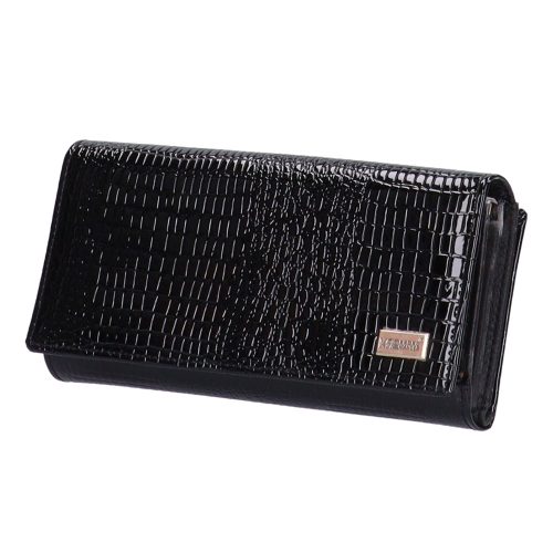 Pénztárca Kroko Mander J11-029 001 fekete lakk bőr hátul kártyatartós