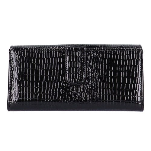 Pénztárca Kroko Mander J11-029 001 fekete lakk bőr hátul kártyatartós