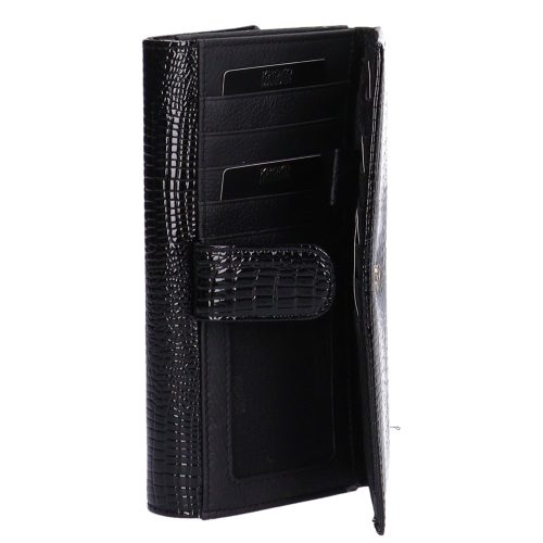 Pénztárca Kroko Mander J11-029 001 fekete lakk bőr hátul kártyatartós