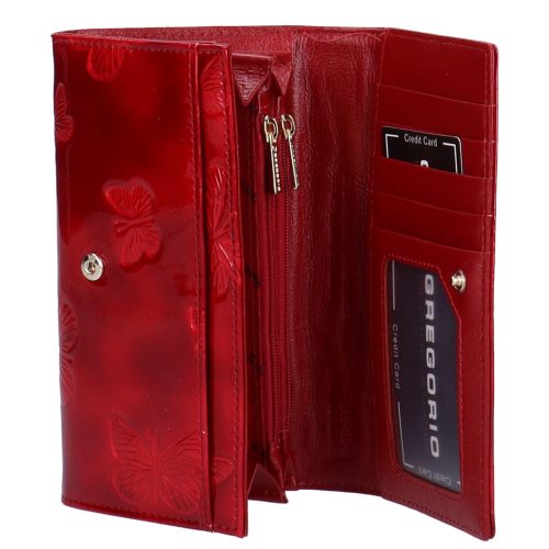 Gregorio BT-114 piros lepkés lakk bőr női pénztárca