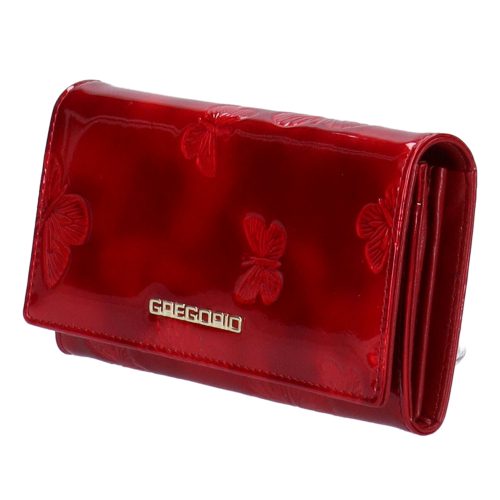 Gregorio BT-114 piros lepkés lakk bőr női pénztárca