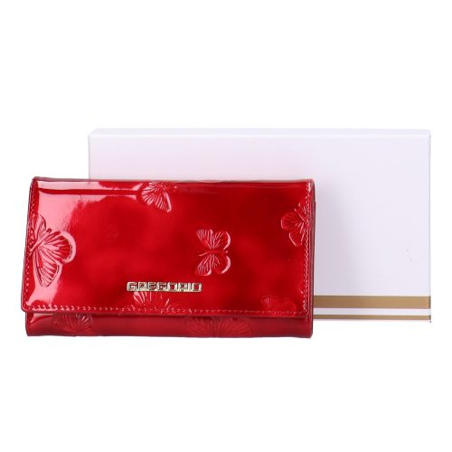 Gregorio BT-114 piros lepkés lakk bőr női pénztárca