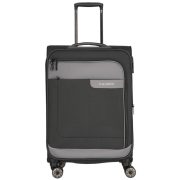 TRAVELITE Viia M antrazit 4 kerekű bővíthető közepes bőrönd 