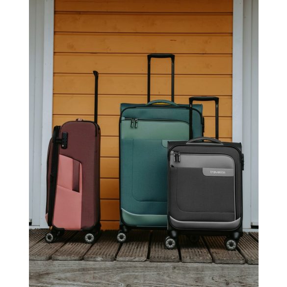TRAVELITE Viia M antrazit 4 kerekű bővíthető közepes bőrönd 