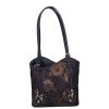 Olasz bőr 238 kék arany virágos válltáska/hátizsák
