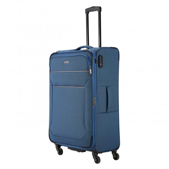 Travelite Story L kék 4 kerekű bővíthető nagy méretű bőrönd 
