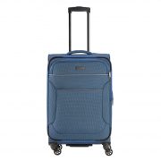   Travelite Story M kék 4 kerekű bővíthető közepes méretű bőrönd 