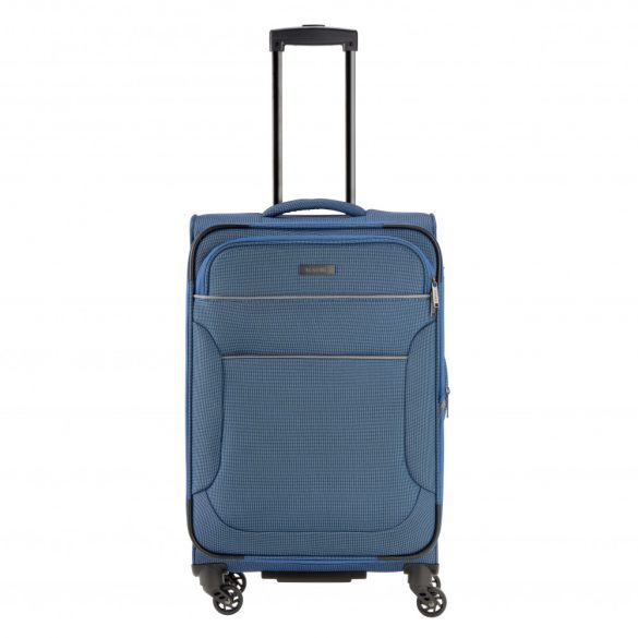 Travelite Story M kék 4 kerekű bővíthető közepes méretű bőrönd 