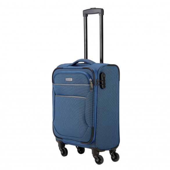 Travelite Story S kék 4 kerekű kabin méretű bőrönd 