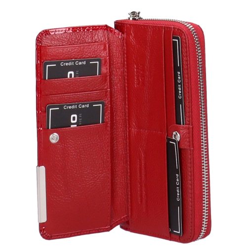 Gregorio BC-111 piros elöl kártyatartós lakk bőr női pénztárca