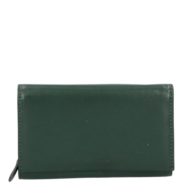 Valentini 306-155 zöld puha bőr hátul kártyatartós bőr női pénztárca 