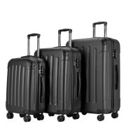   Bontour Vertical fekete 4 kerekű nagy/közepes/kabin méretű bőrönd szett 