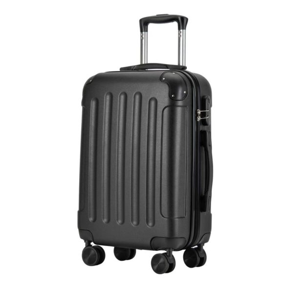 Bontour Vertical fekete 4 kerekű nagy/közepes/kabin méretű bőrönd szett 