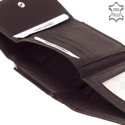 La Scala DK-81 fekete bőr női kicsi pénztárca