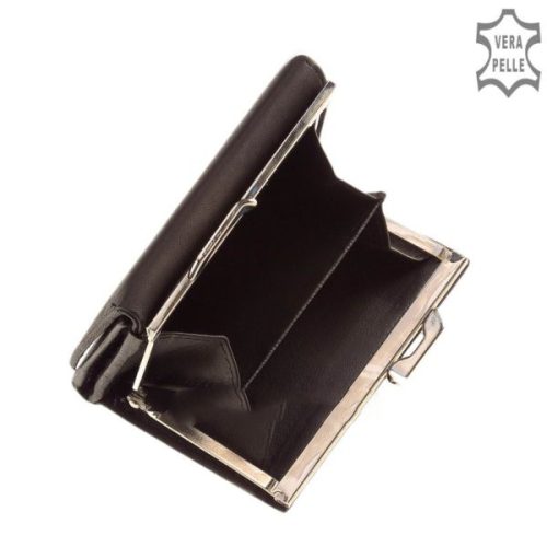 La Scala DK-81 fekete bőr női kicsi pénztárca