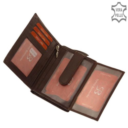 Sylvia Belmonte RO-03 barna virágos bőr női pénztárca