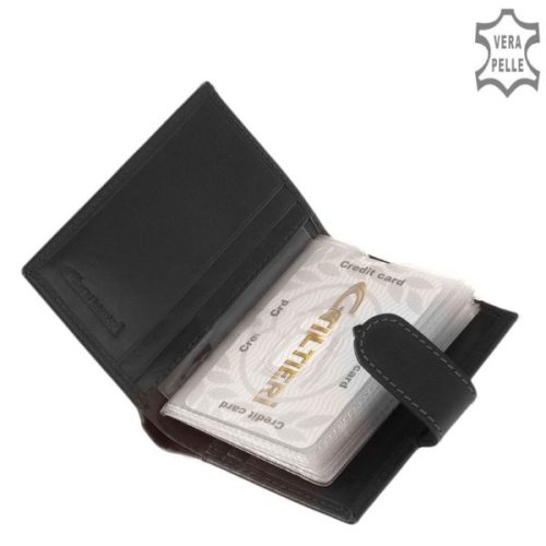 Giultieri SIV808/T fekete bőr férfi exkluzív kártyatartó és pénztárca