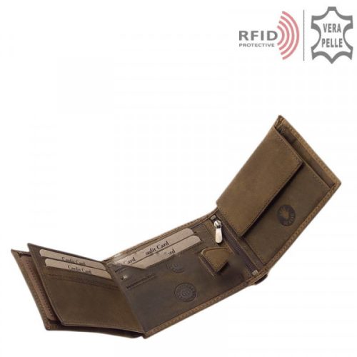 Green Deed BMX1021 barna bőr férfi kerékpáros minta pénztárca  