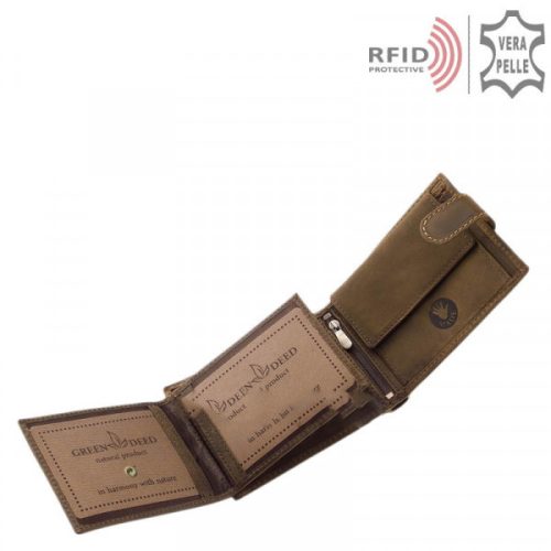 Green Deed BMX1021/T barna bőr férfi kerékpáros minta pénztárca  