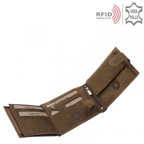 Green Deed BMX1021/T barna bőr férfi kerékpáros minta pénztárca  