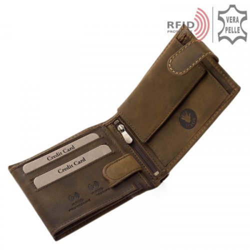 Green Deed TMO1021/T barna bőr férfi Sportmotor minta pénztárca  